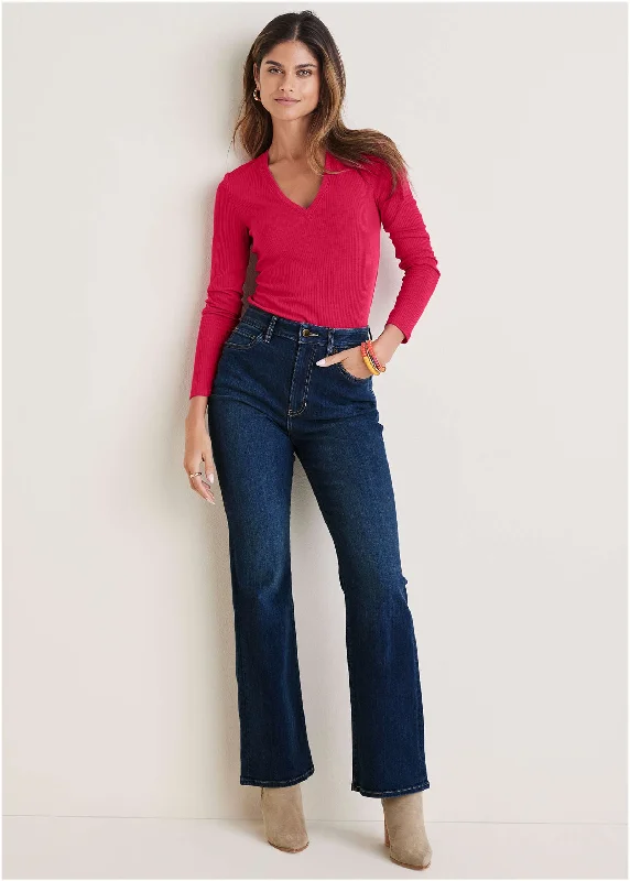 Limited Stock Penelope Modern Flare Jeans - Dark Wash