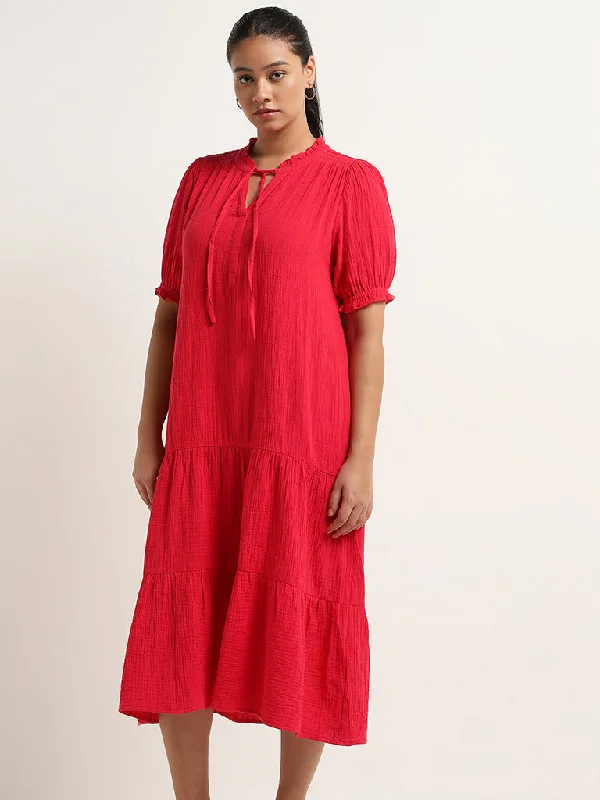 Markdowns Gia Fuchsia Cotton Tiered Dress