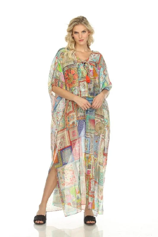 Huge Discounts Johnny Was Bella Lace-Up Swim Cover-Up Maxi Kaftan Dress Boho Chic CSW5822AF