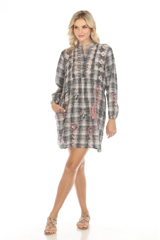Final Markdown Johnny Was Workshop Plaid Button Yoke Field Dress Boho Chic W38324