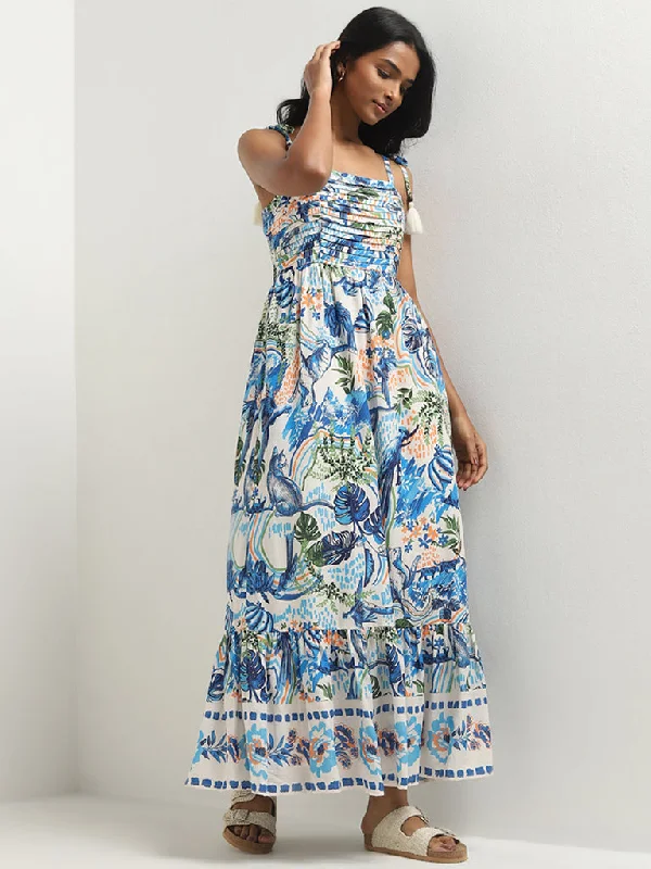 Savings Galore LOV Blue Nature-Inspired A-Line Dress