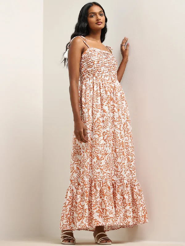 Super Deal LOV Off-White Schiffli Design Tiered Cotton Dress