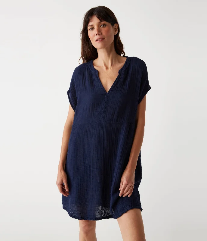 Hurry In Mira Split Neck Dress