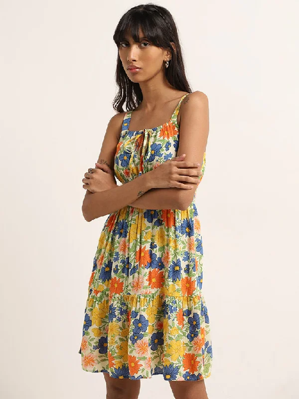 Take Advantage Nuon Multicolour Floral Design Bustier A-Line Dress