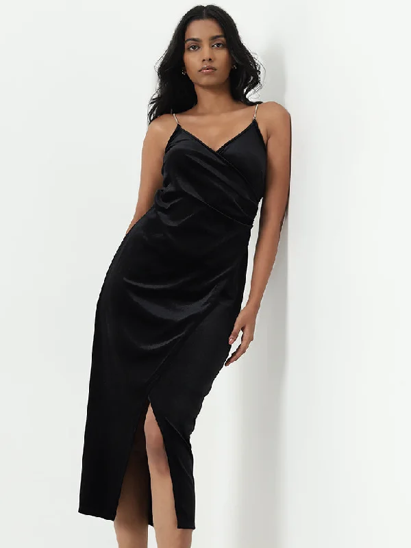 Reduced Prices Wardrobe Black Velveteen Bodycon Dress
