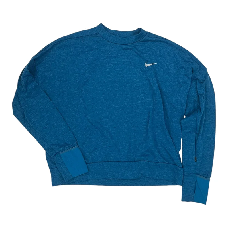 Limited Availability Athletic Top Ls Crewneck By Nike Apparel In Blue, Size:M