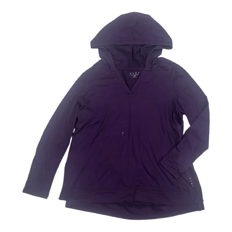 Quick Sale Athletic Top Ls Hoodie By Livi Active In Purple, Size:1X