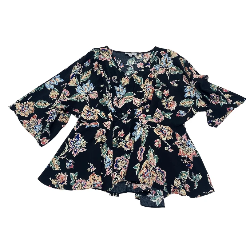 Final Clearance Black Blouse 3/4 Sleeve Hayden La, Size M
