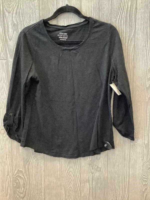 Sneak Peek Sale Black Top Long Sleeve Chicos, Size M