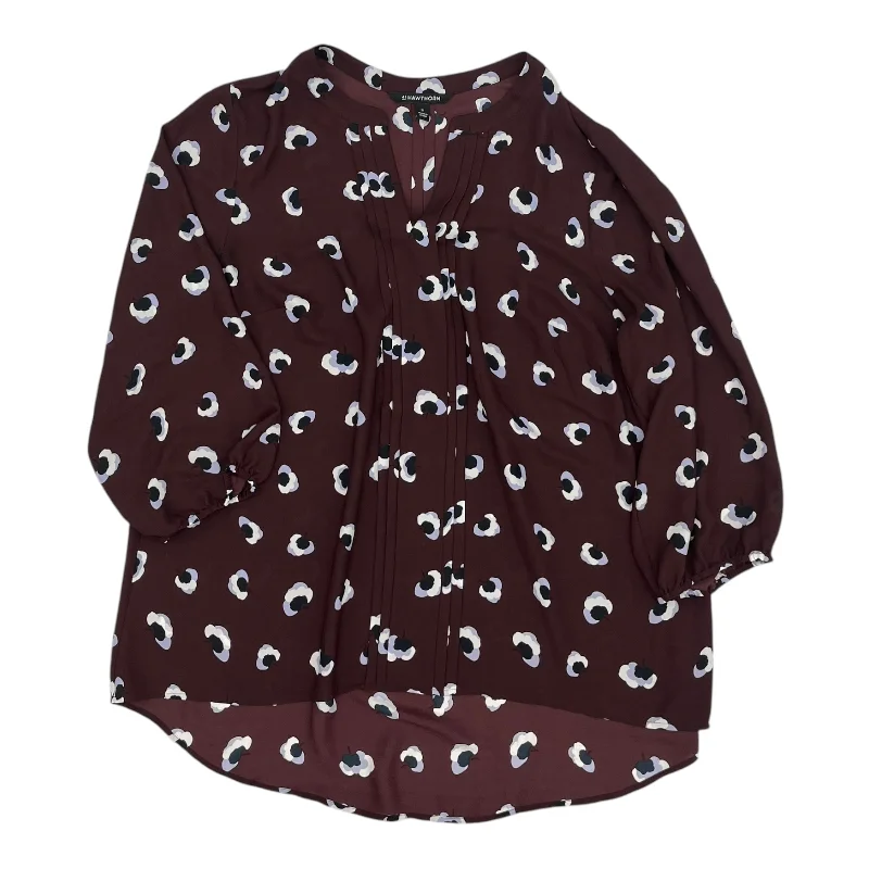 Unmissable Offer Blouse 3/4 Sleeve By 41 Hawthorn In Maroon, Size:1X