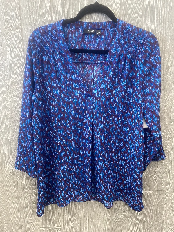Flash Sale Blouse 3/4 Sleeve By Ana In Blue, Size: L