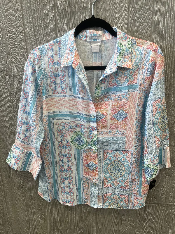 Special Price Blouse 3/4 Sleeve By Chicos In Blue, Size: S