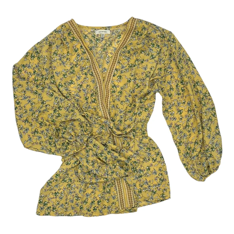Weekend Deal Blouse 3/4 Sleeve By Max Studio In Yellow, Size:M