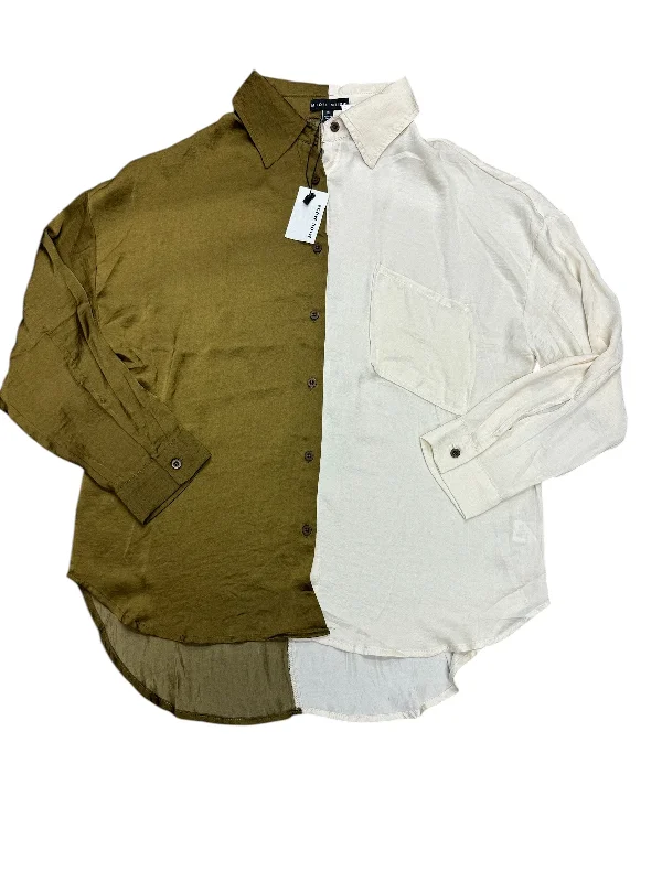 Price Smash Blouse Long Sleeve By Cmc In Cream & Green, Size: S