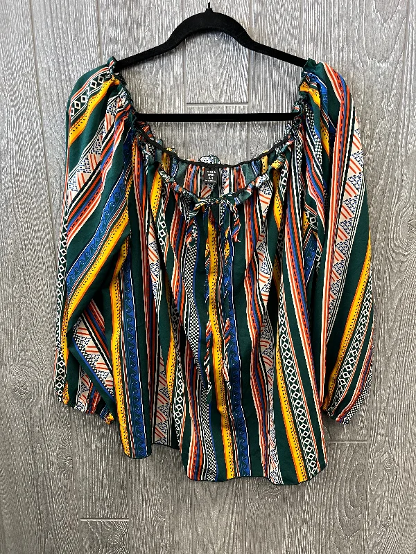 Online Exclusive Blouse Long Sleeve By Shein In Multi-colored, Size: 3x
