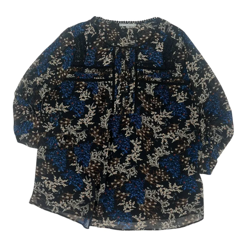 Price Smash BLOUSE LS by DANIEL RAINN In BLACK & BLUE, Size: 2X