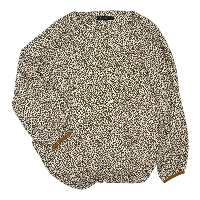 Massive Deals Blouse Ls By Doe & Rae In Brown & Tan, Size:L