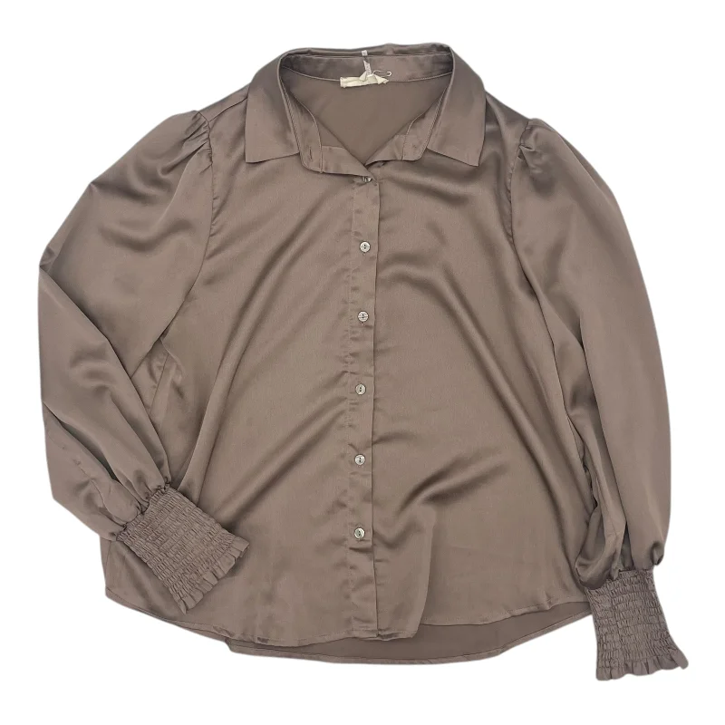 Discount Deals Blouse Ls By Entro In Brown, Size:L