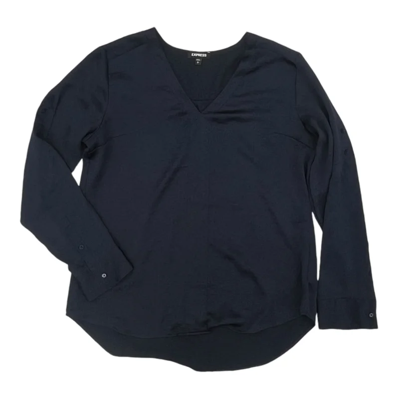 Special Offer Blouse Ls By Express In Navy, Size:L