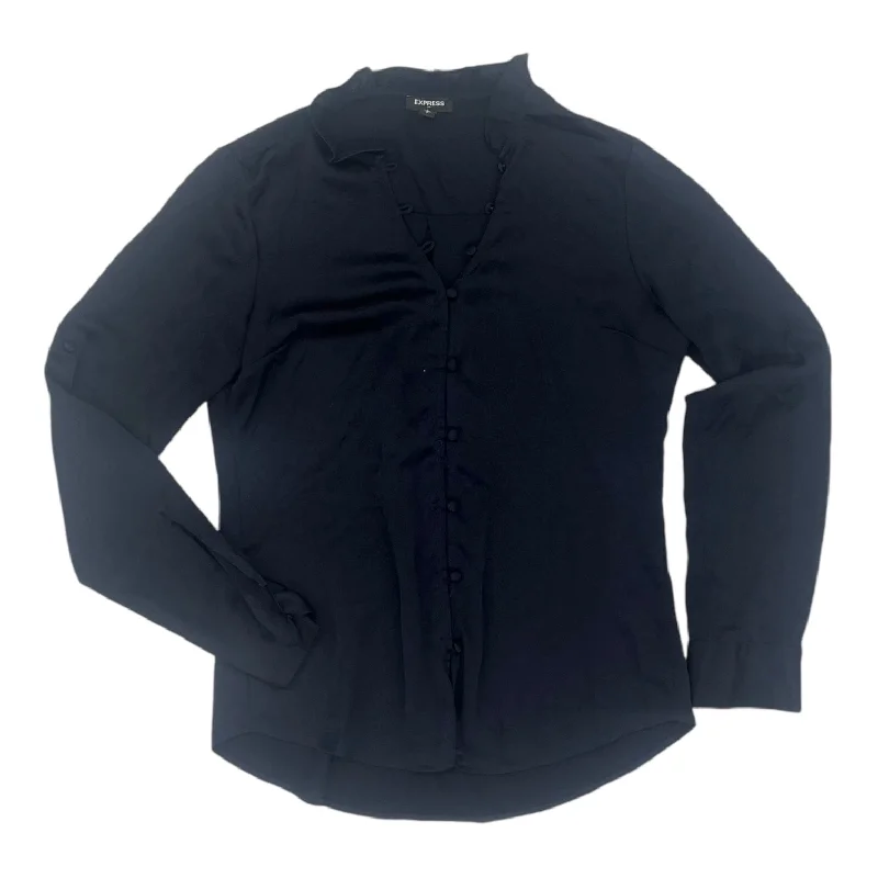 Deal Dash Blouse Ls By Express In Navy, Size:S