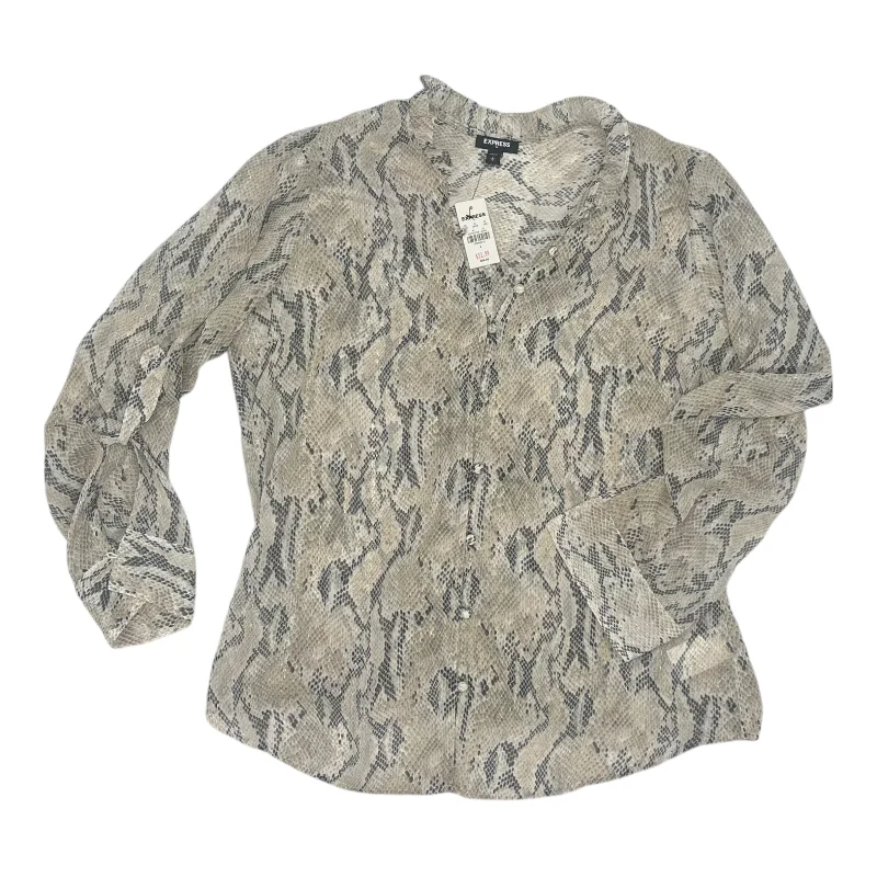 Today’s Deal Blouse Ls By Express In Snakeskin Print, Size:L