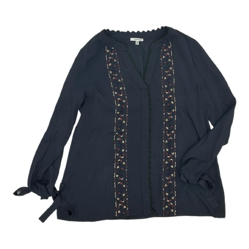 Weekend Flash Sale Blouse Ls By Jodifl In Navy, Size:L