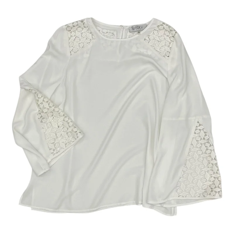 Huge Discounts Blouse Ls By Kasper In White, Size:1X