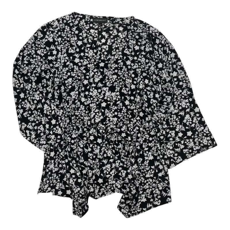 Price Meltdown Blouse Ls By Lane Bryant In Black, Size:L