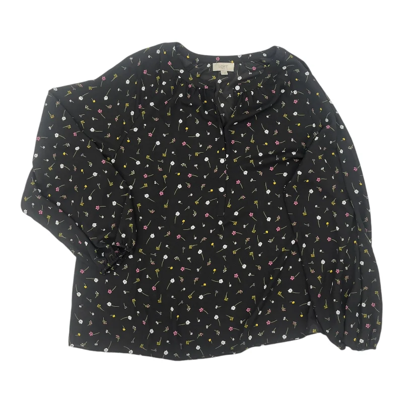Discount Deals Blouse Ls By Loft In Black, Size:Xl