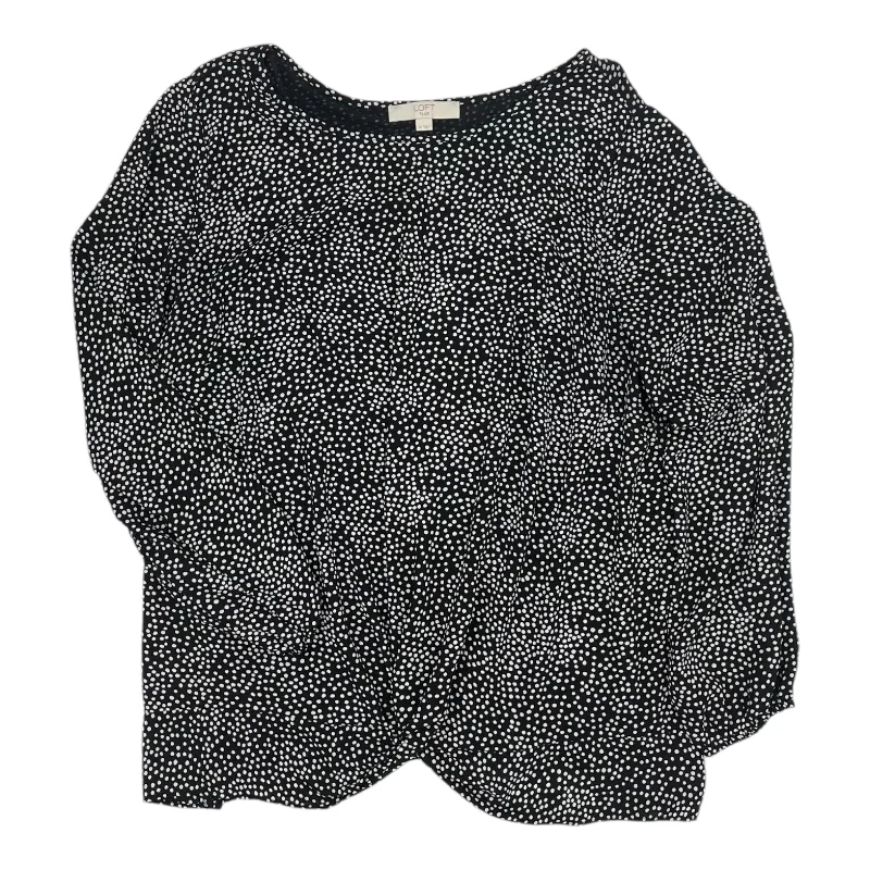 Price Smash Blouse Ls By Loft In Black & White, Size:Xl