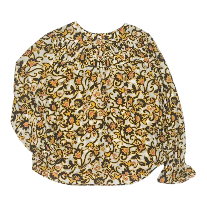 Weekend Special Blouse Ls By Loft In Brown & Yellow, Size:M