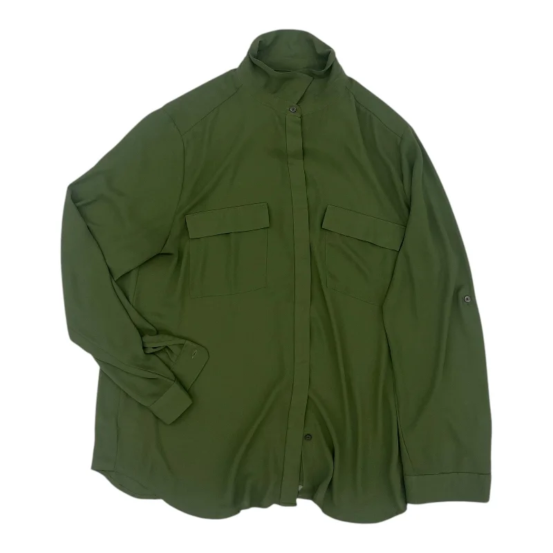 Overstock Blouse Ls By Loft In Green, Size:Xl