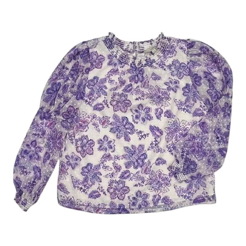 Deal Alert BLOUSE LS by LOFT In PURPLE & WHITE, Size: M