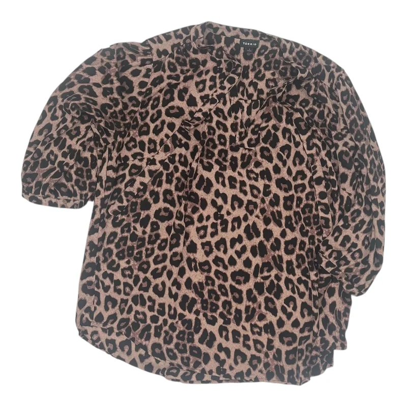 Can't Miss Blouse Ls By Torrid In Animal Print, Size:1X