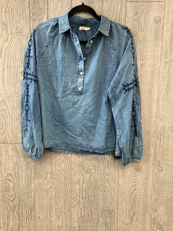 Great Deals Blue Denim Top Long Sleeve Faherty, Size Xs