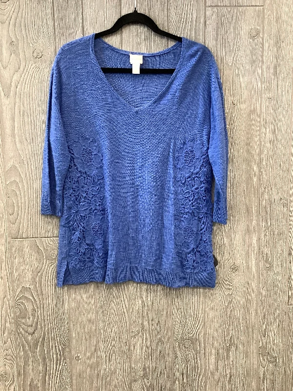 Flash Deals Blue Top Long Sleeve Chicos, Size S