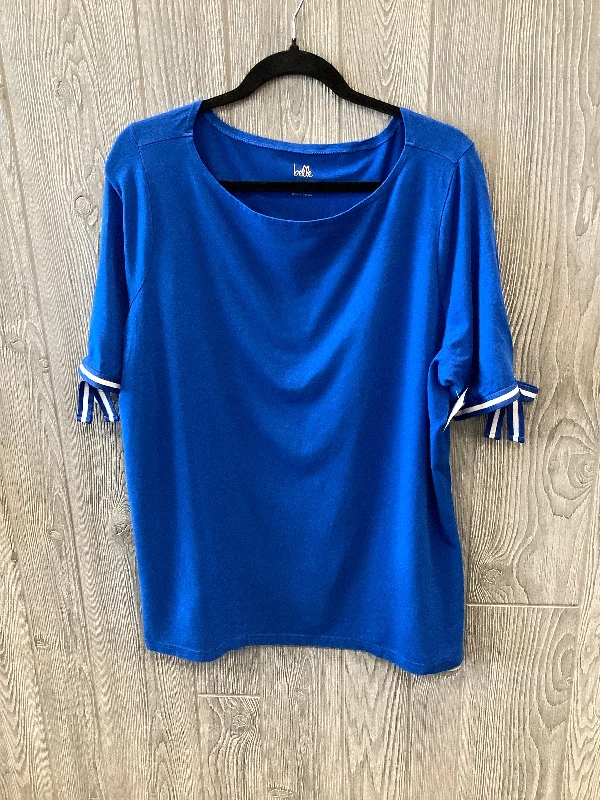 Final Markdown Blue Top Short Sleeve Belle By Kim Gravel, Size 1x