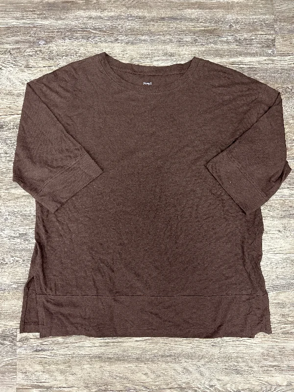 Blowout Sale Brown Top Short Sleeve Basic Pure Jill, Size M