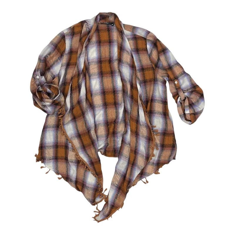 Limited Edition Cardigan By Andree By Unit In Plaid Pattern, Size:1X