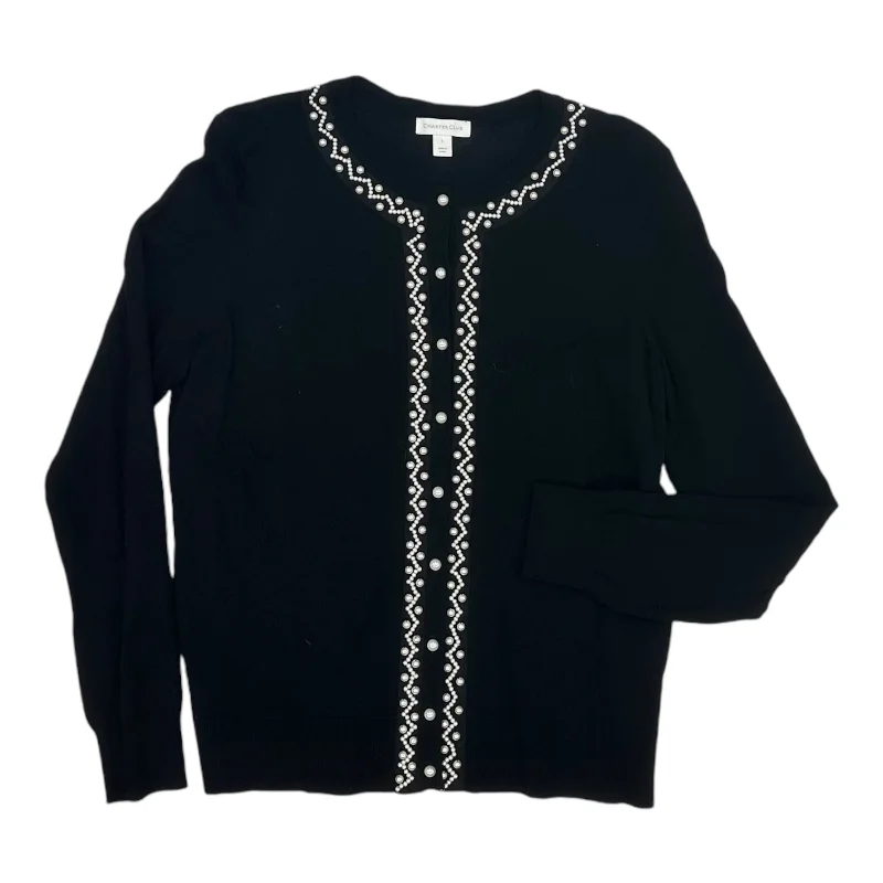 Instant Savings Cardigan By Charter Club In Black, Size:L