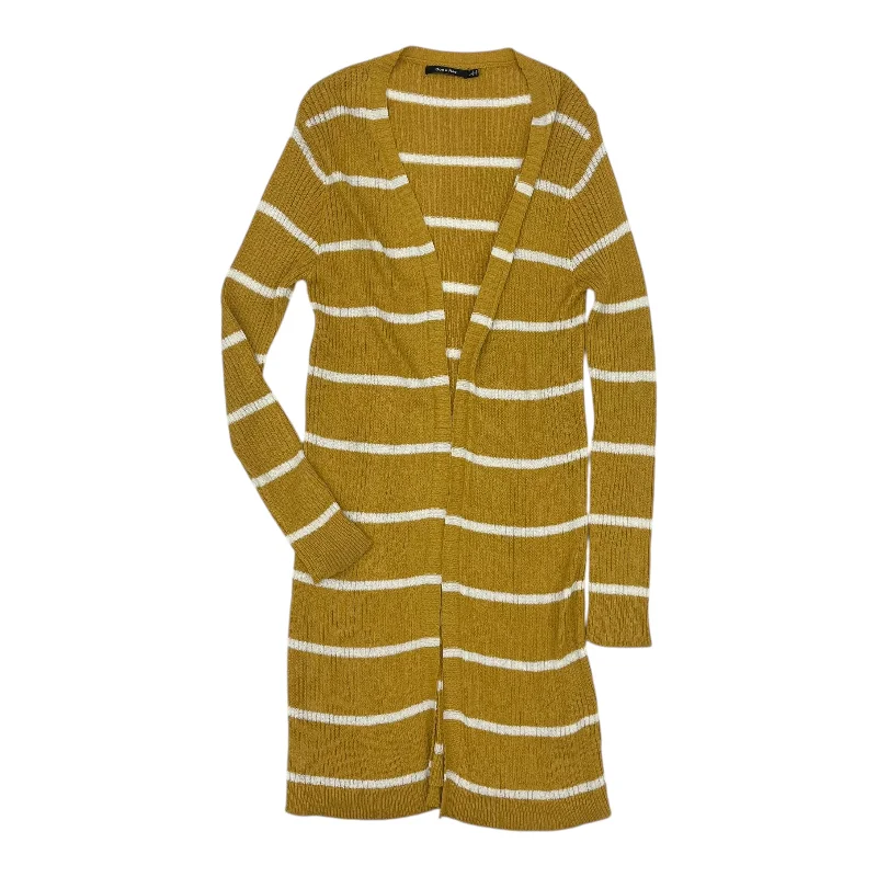 Discount Deals Cardigan By Doe & Rae In White & Yellow, Size:L