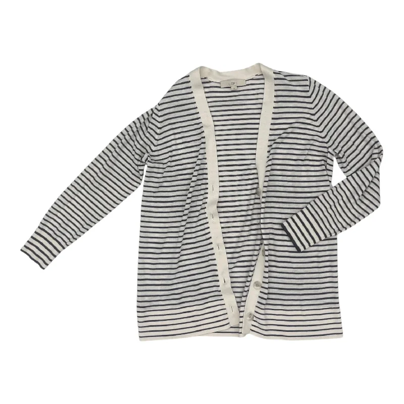 Mega Sale Cardigan By Loft In Grey & White, Size:L
