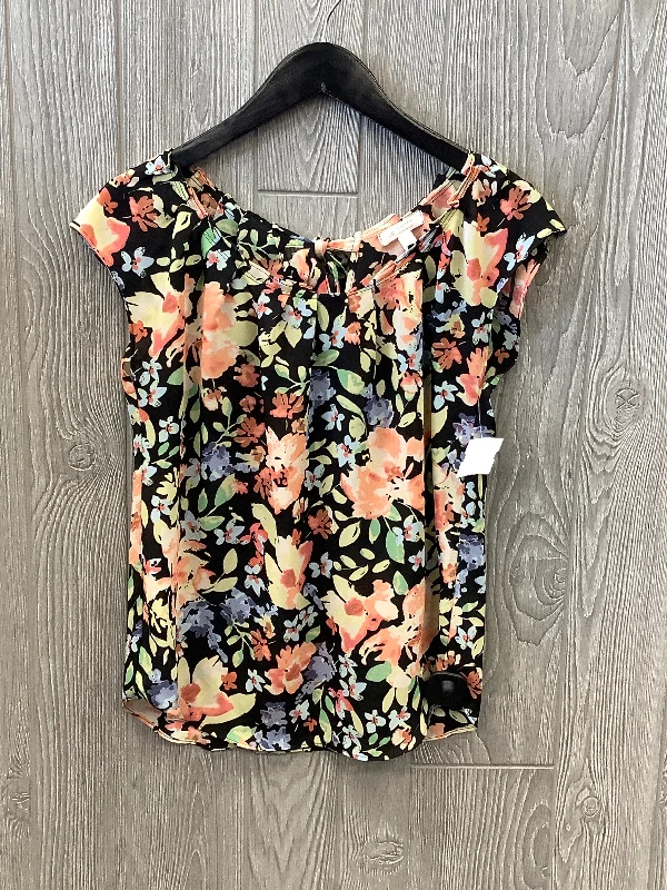 Mega Deal Floral Print Blouse Short Sleeve Lc Lauren Conrad, Size Xs