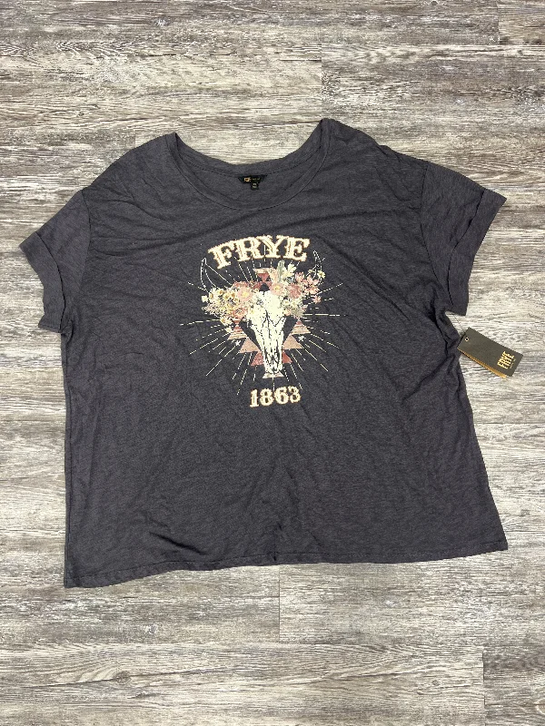 Discount Mania Grey Top Short Sleeve Basic Frye, Size 3x