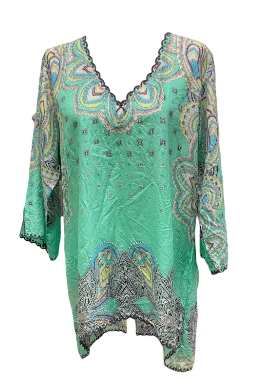 Sale Event Johnny Was Womens Top Aqua Print L