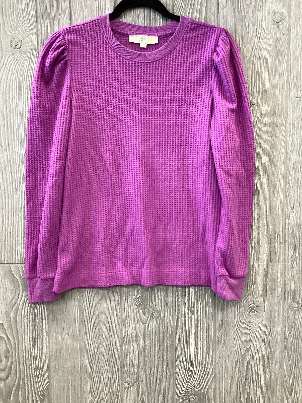 Can't Miss Purple Top Long Sleeve Loft, Size M