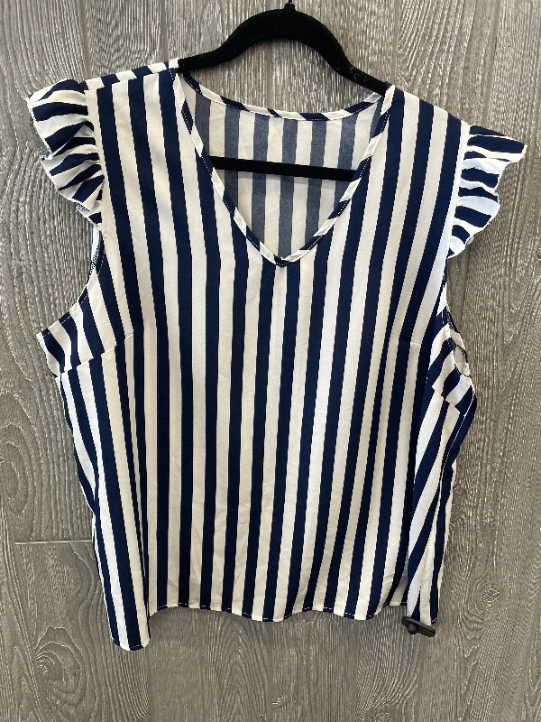 Best Bargains Striped Pattern Top Short Sleeve Shein, Size 2x