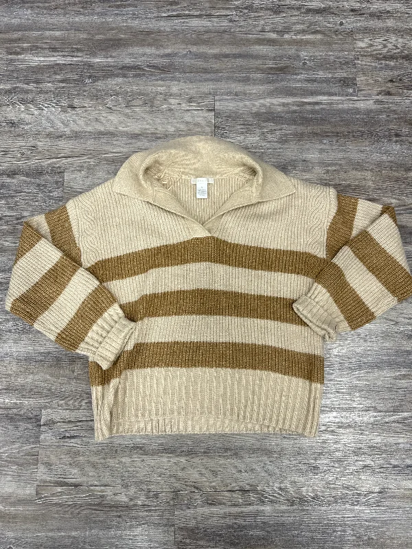 Discount Mania Sweater By Design History In Brown & Tan, Size: S