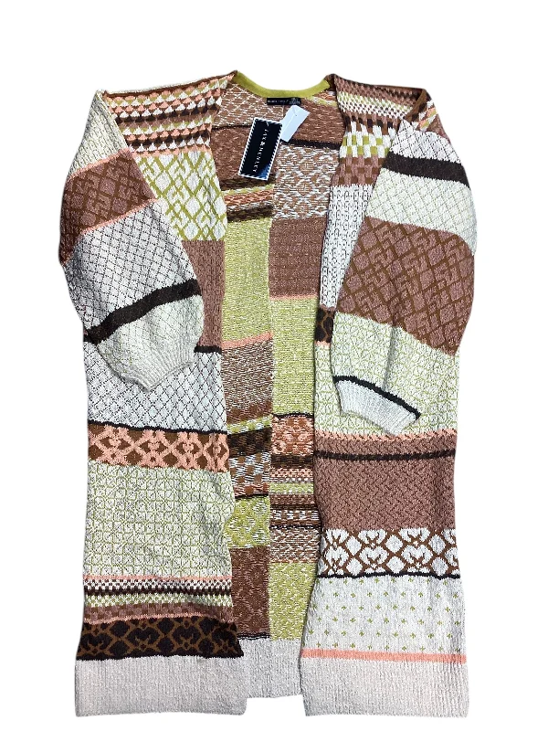 Don't Wait Sweater Cardigan By Cmc In Cream & Orange, Size: S