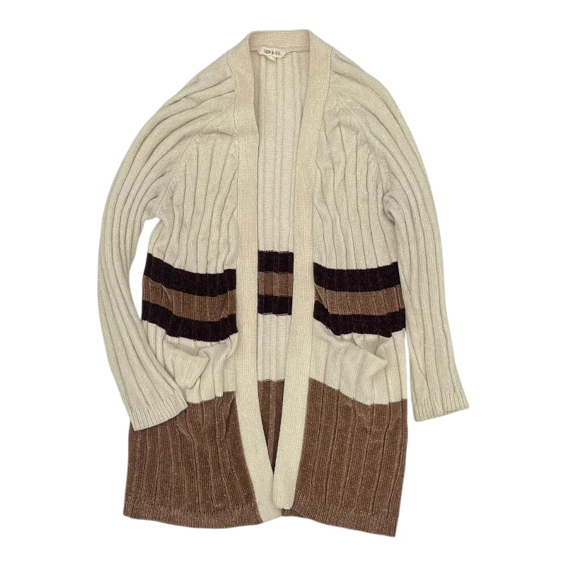 Price Cut Sweater Cardigan By Fashion On Earth In Cream & Purple, Size:M